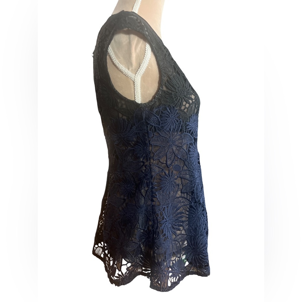 Anthropologie Deletta Black and Navy Lace Blouse - Picture 4 of 12